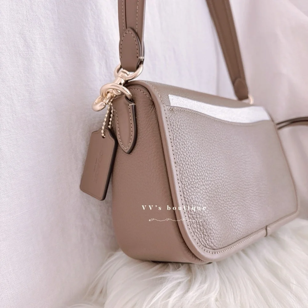 NWT Coach Hadley Shoulder Flap Turnlock Bag Crossbody Leather Dark Stone CY683 - Picture 7 of 11